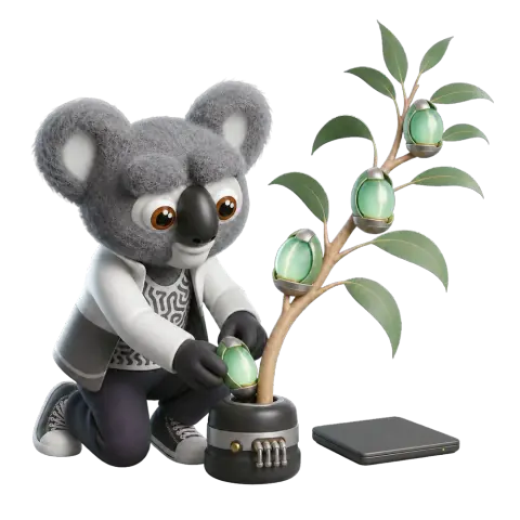 Kody tending glowing package pods on a small plant