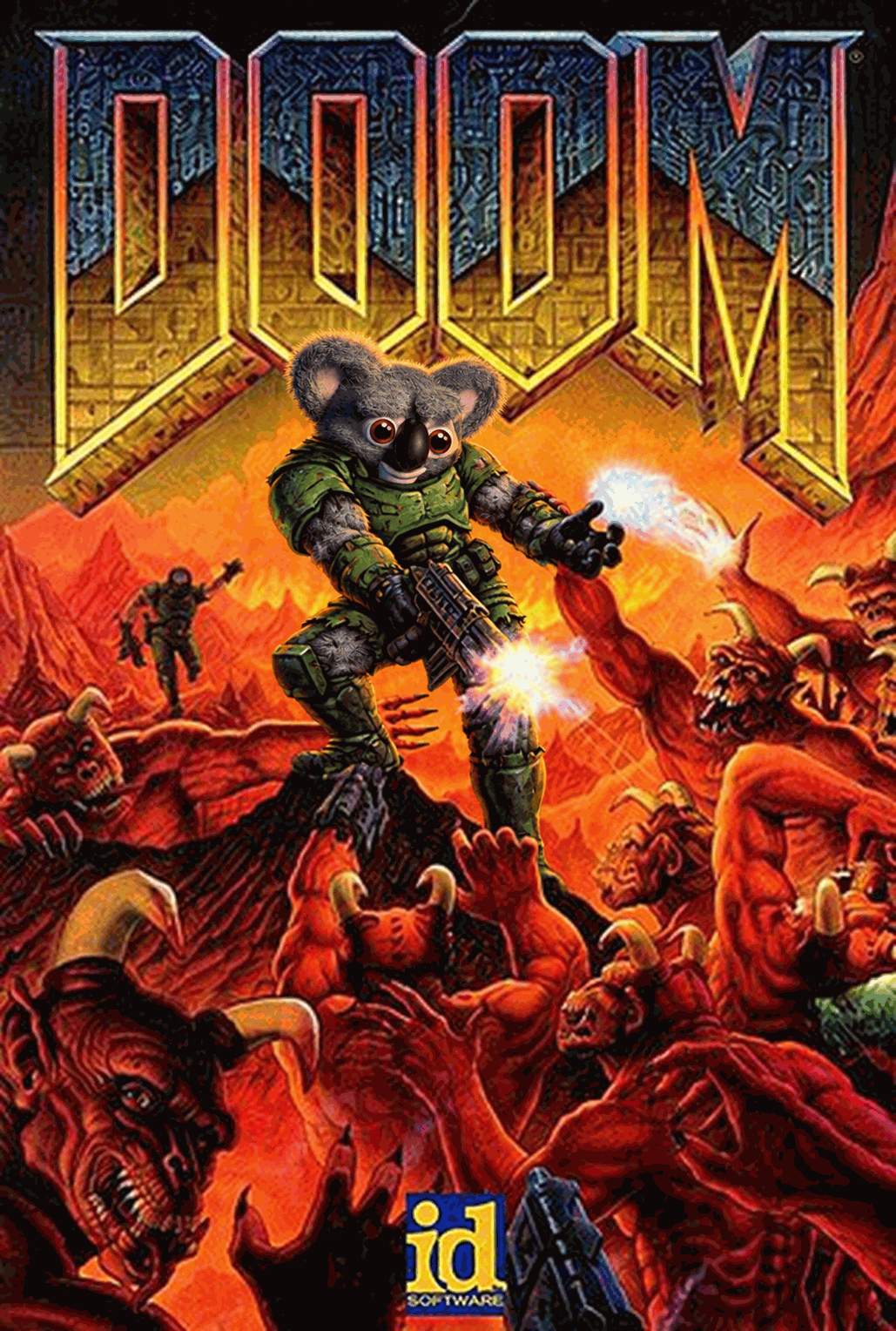 KODOOM poster — Kody as Doomguy on a Freedoom-era DOOM cover parody